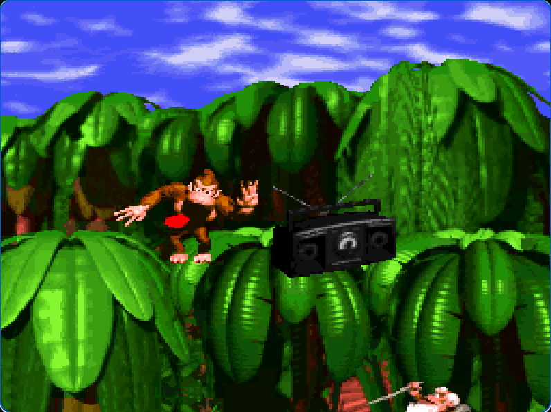 Donkey Kong Country real in-game action running in the OldGames emulator